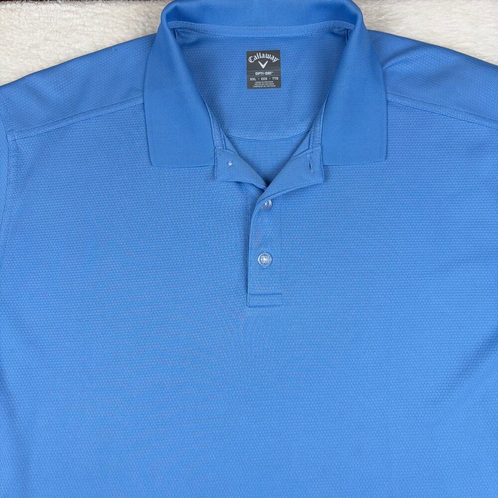 Callaway Opti-Dri Mens XXL Blue Golf Polo Shirt Performance Short Sleeve